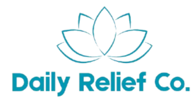 Logo of Daily Relief Co. with a lotus flower design on a white background