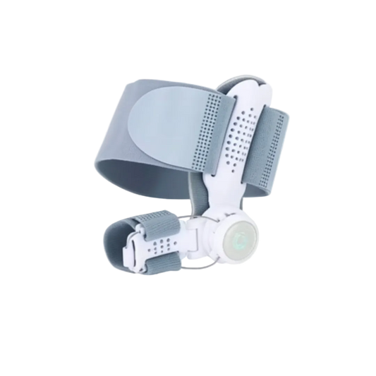 Gray and white medical device on a white background with 'Daily Relief Co.' branding.